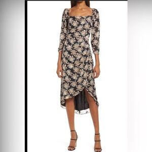 Floret Studios Floral long sleeve Black Dress